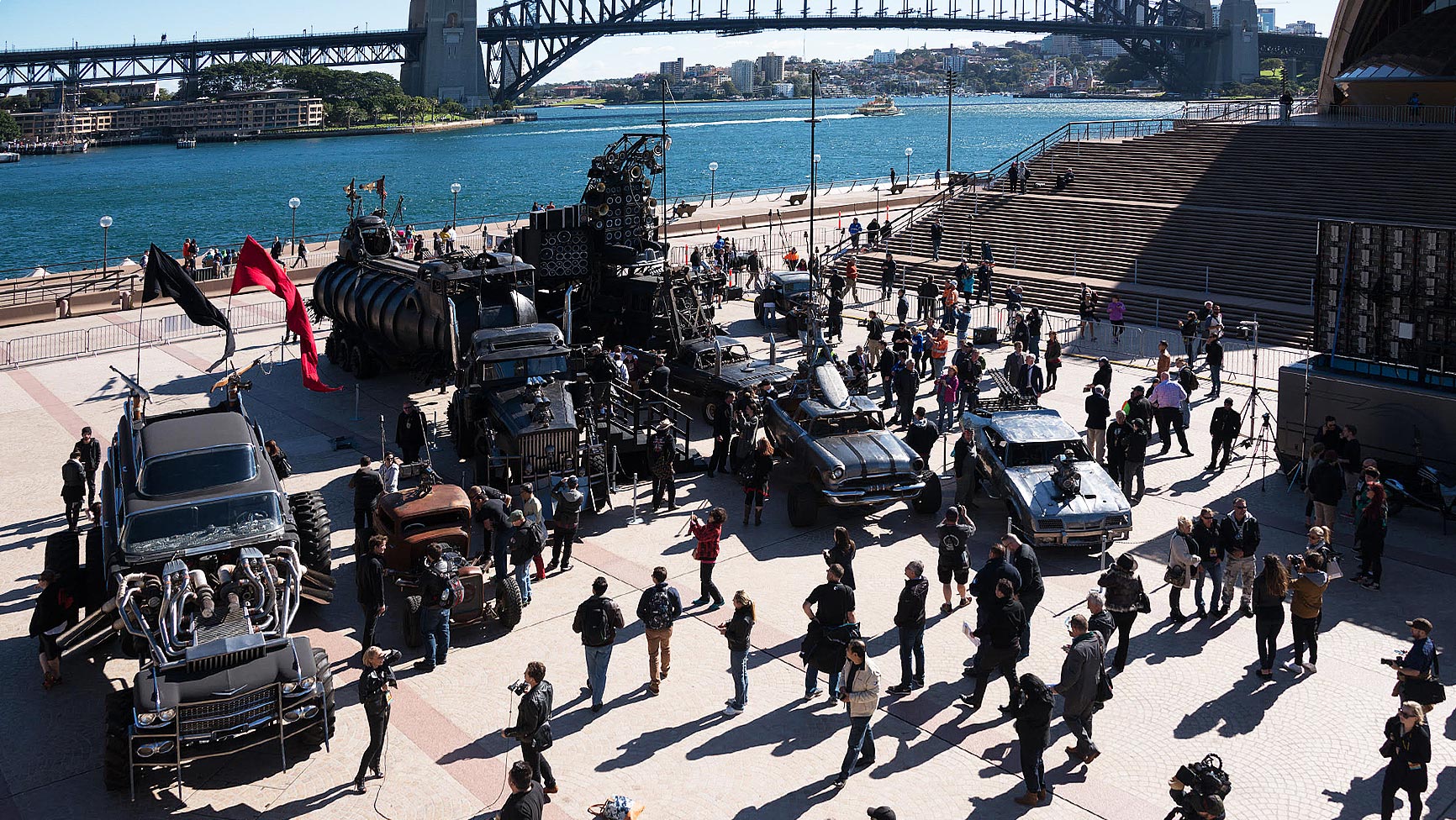 Parking managementPictured: Mad Max publicity activation including road closure of the Cahill Expressway through to the Sydney Opera House forecourt (photo courtesy of Kennedy Miller Mitchell).