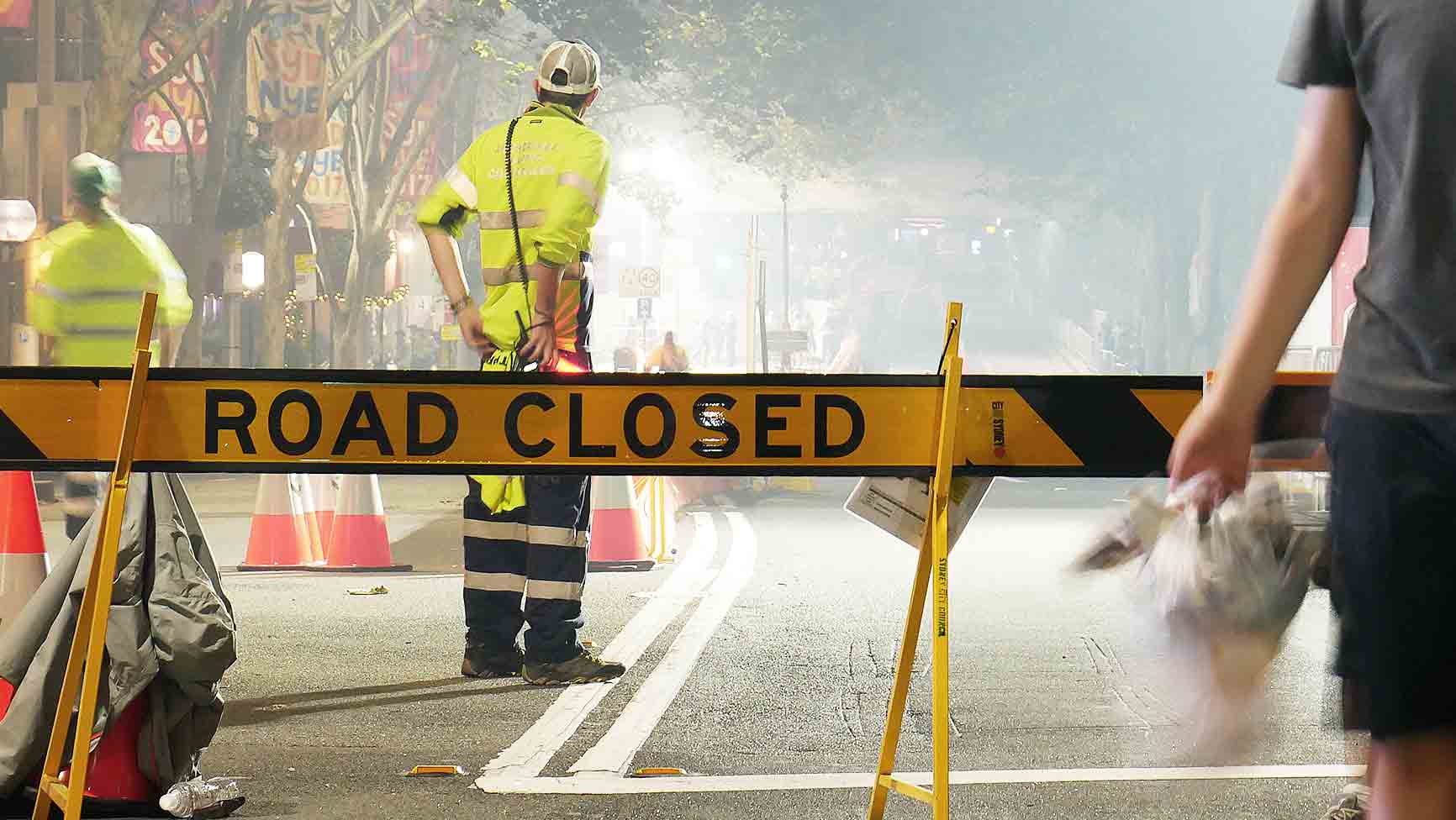 Half and full road closuresPictured: City of Sydney New Years Eve events pedestrian management with full city-wide road closures.